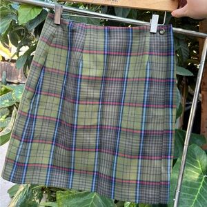 First issue Stylish Plaid A-Line Skirt in Green and Blue